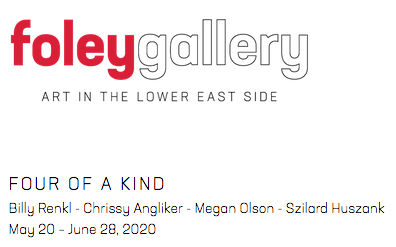 The words Foley Gallery in red white, and black lettering on a white background